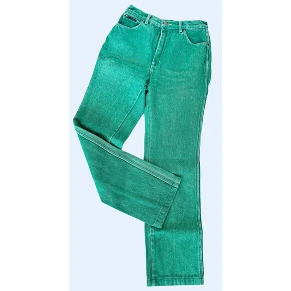 Vintage GLORIA VANDERBILT For Murjani 70s / 80s Green High Waist Jeans Size 24 - Picture 2 of 8